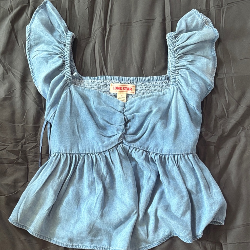 Lone Star Pride Apparel LLC Blue Ruched Blouse